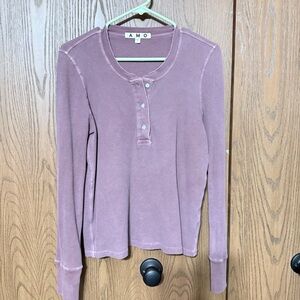 AMO A M O Thermal Henley Long Sleeve Tee Large